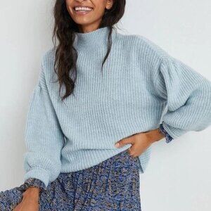 Anthropologie Blue Baggy Versatile Mock Neck Pullover Sweater Women's Size XXS